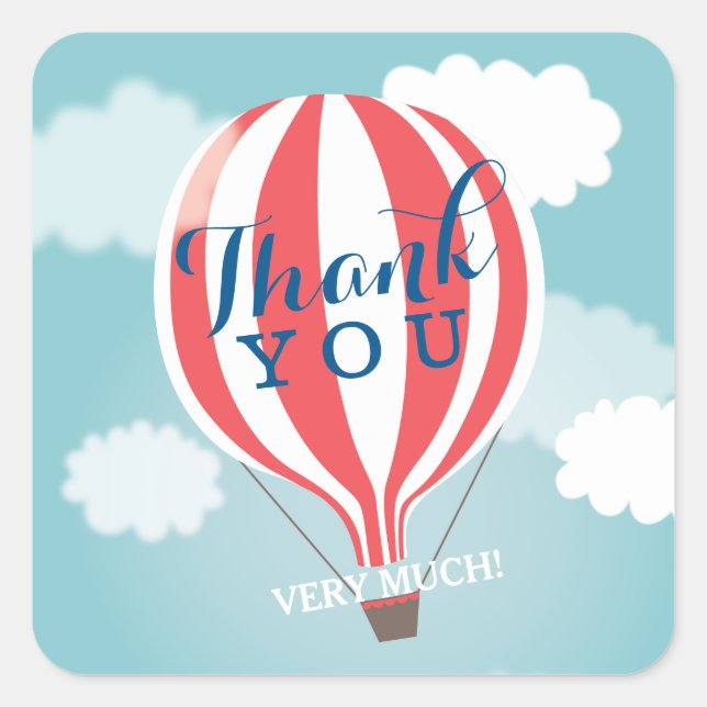 Red White Hot Air Ballon Danke Stickers (Vorderseite)