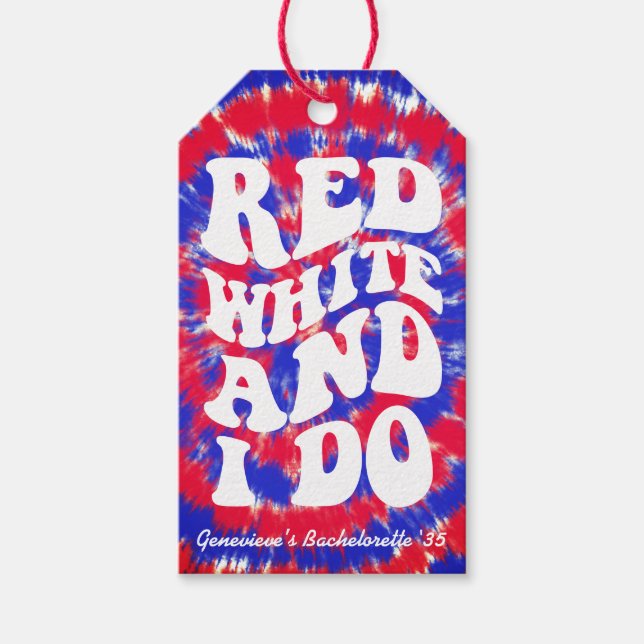 Red White I Do 4. Juli Junggeselinnen-Abschied Geschenkanhänger (Vorderseite)