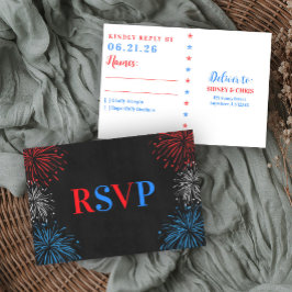 Red White & I Do 4th of July Wedding RSV RSVP Karte