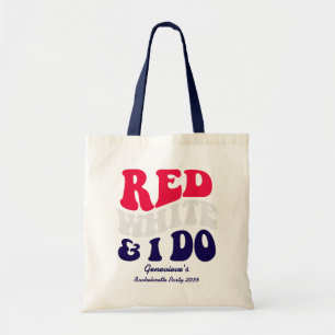 Red White I Do American Retro Text Bachelorette Tragetasche