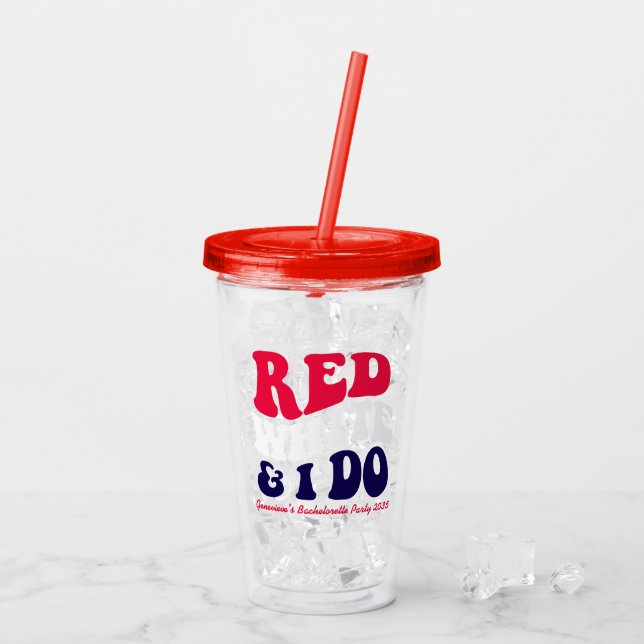 Red White I Do Retro American Junggeselinnen-Absch Acryltrinkbecher (Rückseite Ice)