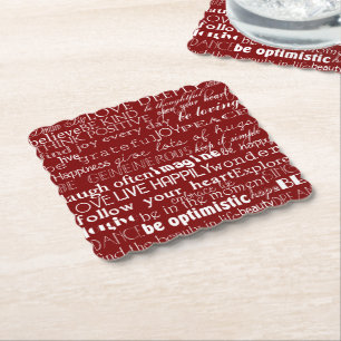 Red White Inspirational Words Weihnachten Untersetzer