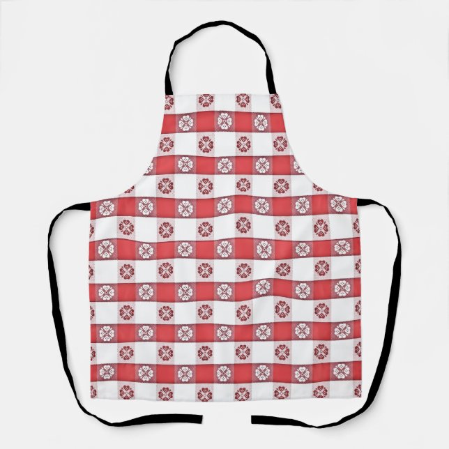 Red White Italian Tablecloge Printpapier Napkin Schürze (Vorderseite)