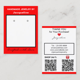 Red White Jewelry Earrings Display QR Codes Visitenkarte