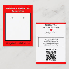 Red White Jewelry Earrings Website QR Code Visitenkarte