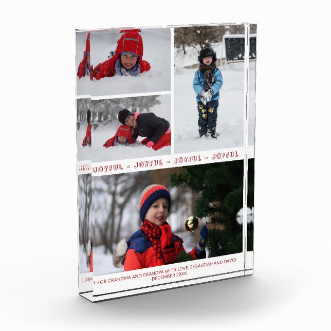Red White JOYFUL Christmas 4 Foto Family Collage (Links)