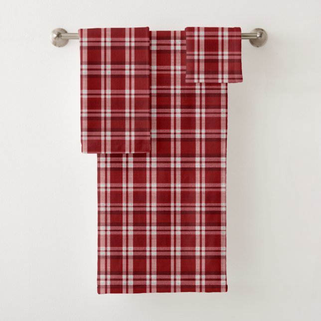 Red White Kariert Badhandtuch Set (Insitu)