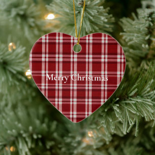Red White Kariert Keramik Ornament