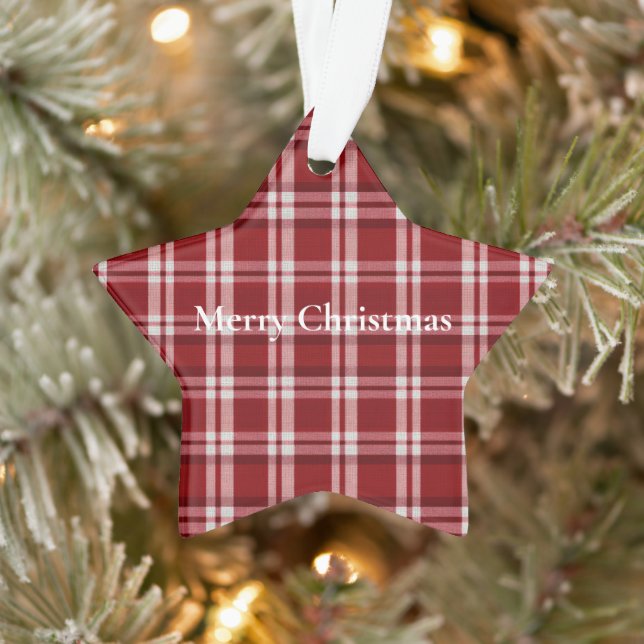 Red White Kariert Ornament (Baum)