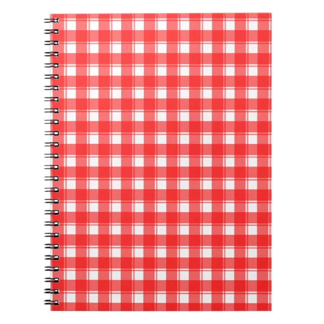Red White Kariert Stripes-Muster-Notebook Notizblock (Vorderseite)