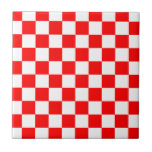 Red White Kroon Checkerboard Muster Fliese<br><div class="desc">Diese Keramik Kachel weist ein beliebtes kroatisches Schachbrettmuster in Rot und Weiß auf.</div>
