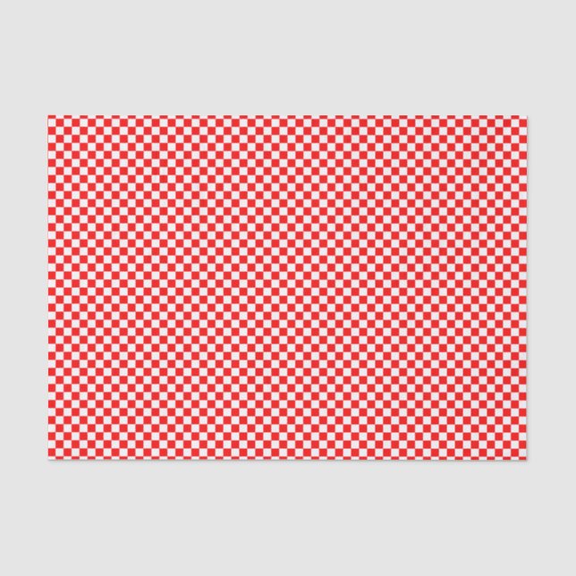 Red White Kroon Checkerboard Muster Seidenpapier (Vorderseite)