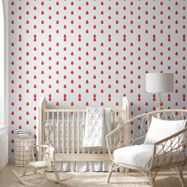 Red White Ladybug Nattern Pattern Tapete (Kinder)