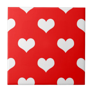 Red White Liebe Herzdesign Fliese