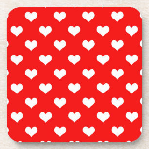 Red White Liebe Herzdesign Getränkeuntersetzer