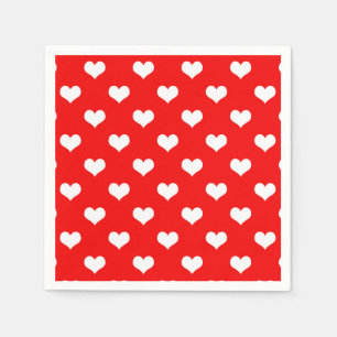 Red White Liebe Herzdesign Serviette