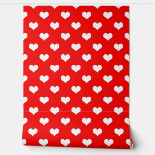 Red White Liebe Herzdesign Tapete