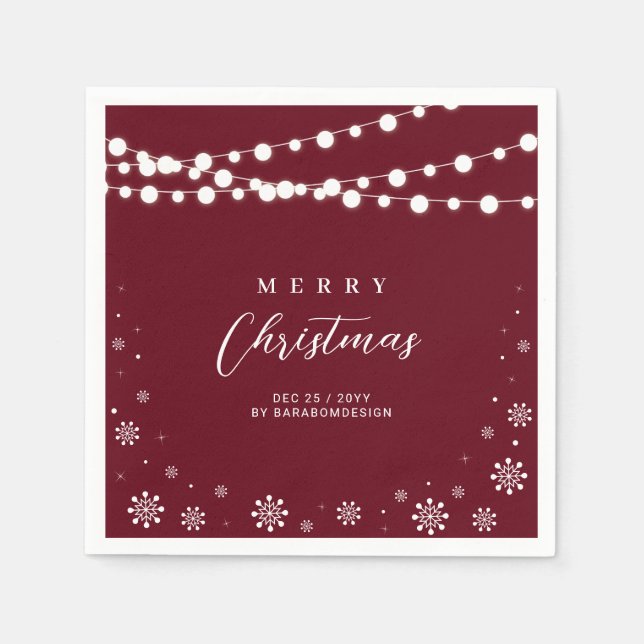 Red & White Lights Frohe Weihnachtsfeier Serviette (Vorderseite)