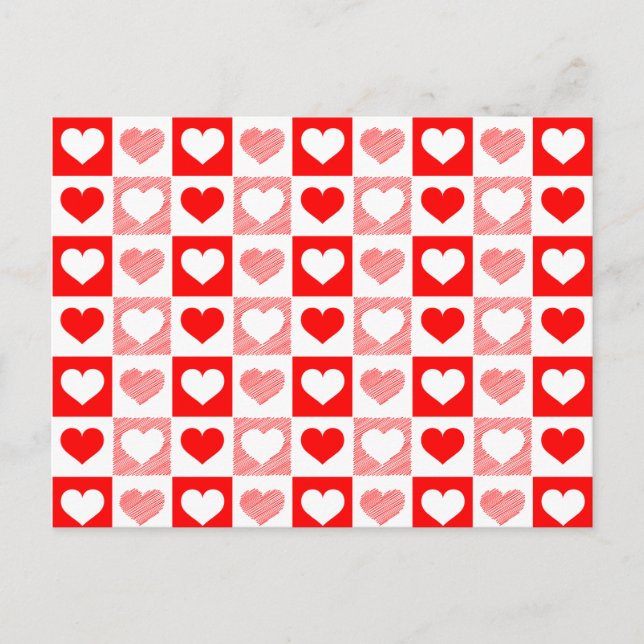 Red White Love hearts Valentine's Day  Postkarte (Vorderseite)