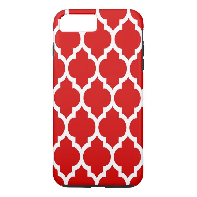 Red White marokkanische Quatrefoil Pattern #4 Case-Mate iPhone Hülle (Rückseite)