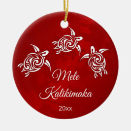 Red White Mele Kalikimaka Weihnachten Keramik Ornament