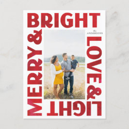 Red White Merry und Helle Liebe und Light Holiday Postkarte