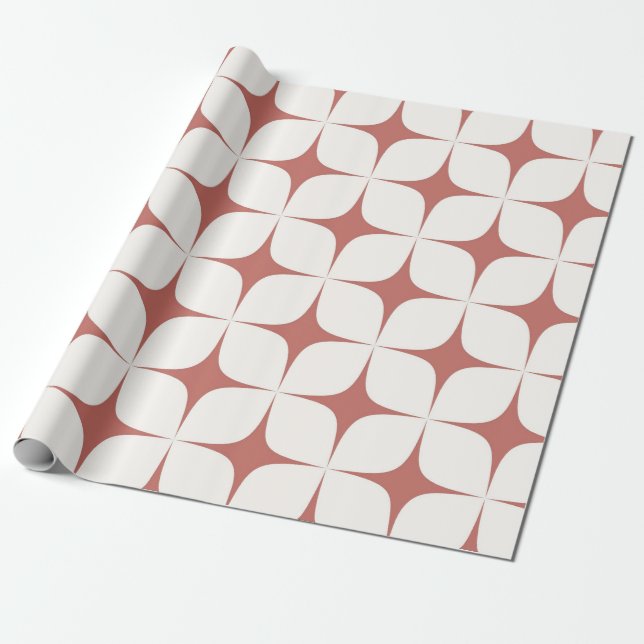 Red White Mid Century Modern Boho Geometric Geschenkpapier (Ungerollt)