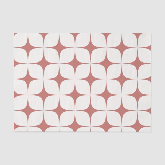 Red White Mid Century Modern Boho Geometric Seidenpapier (Vorderseite)