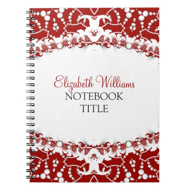 Red + White Modern Batik Notebook Notizblock (Vorderseite)