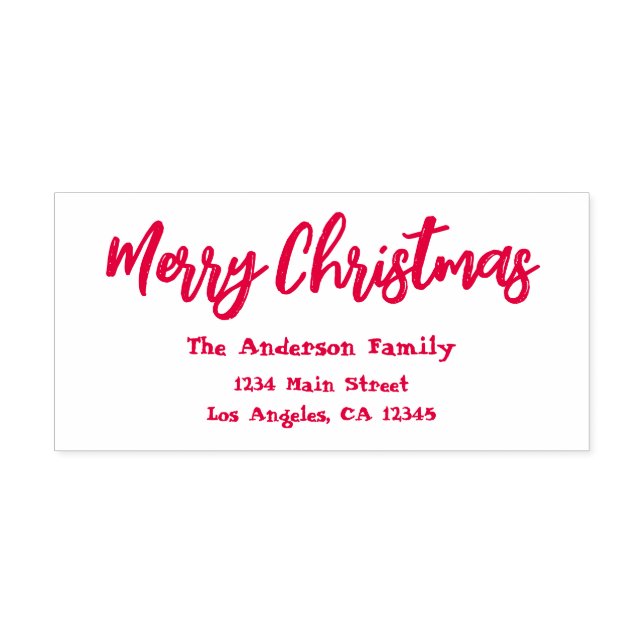 Red & White Modern Frohe Weihnachts-Rücksendeadres Permastempel (Design)
