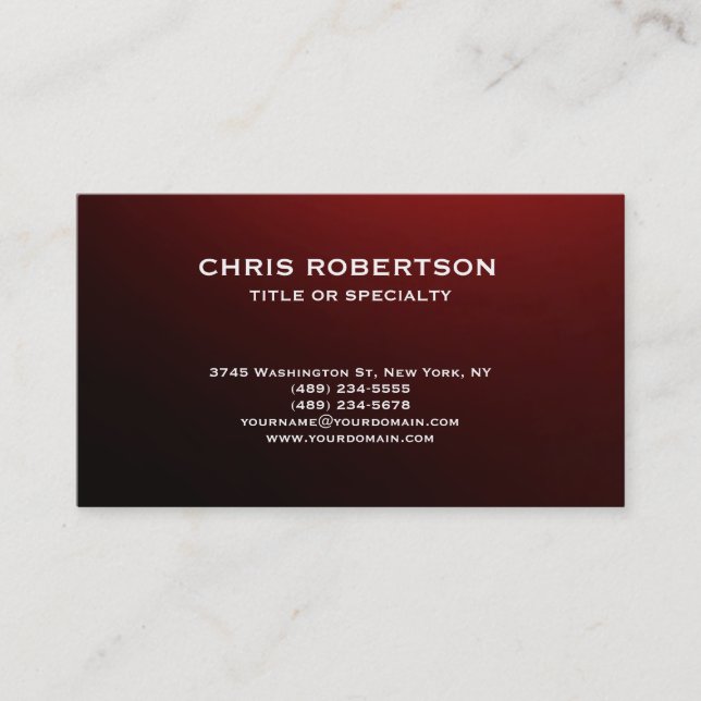 Red White Modern Simple Schlicht Business Card Visitenkarte (Vorderseite)