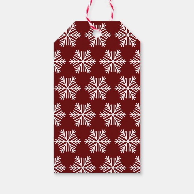 Red White Modern Snowflake Christmas Pattern  Geschenkanhänger (Vorderseite)