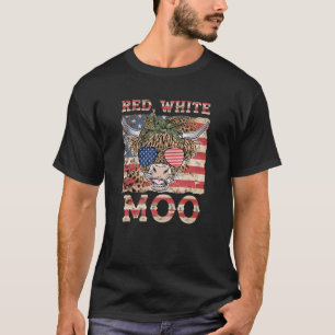 Red White Moo Niedliche amerikanische Kuh Bauer 4. T-Shirt