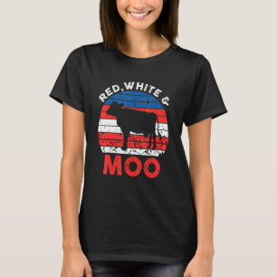 Red White Moo Niedliche amerikanische Kuh Bauer 4. T-Shirt