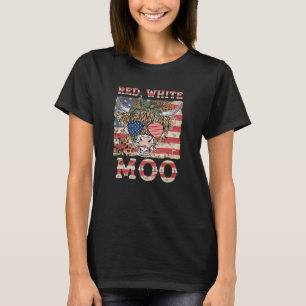 Red White Moo Niedliche amerikanische Kuh Bauer 4. T-Shirt