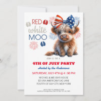Red White Moo Patriotic Hochlandkuh 4. Juli