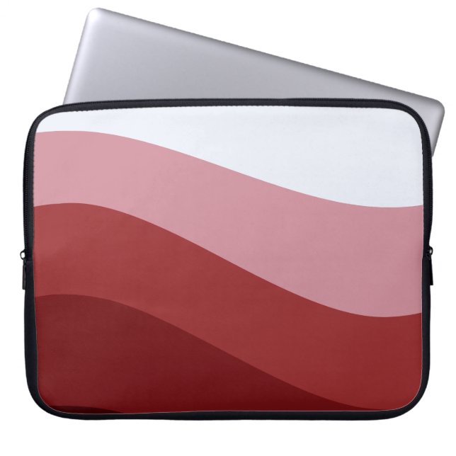 Red White Ombre Wave Muster Laptopschutzhülle (Vorderseite)