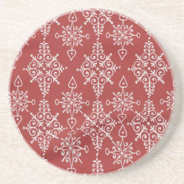 Red White Ornamental Snowflake Drink Getränkeuntersetzer