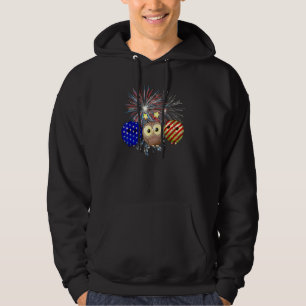 Red White Owl Feuerwerk Patriotic 4. Juli Hoodie