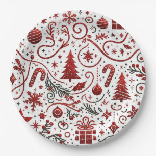 Red White Paper Plate Pappteller