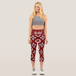 Red White Pattern High Waisted Capris