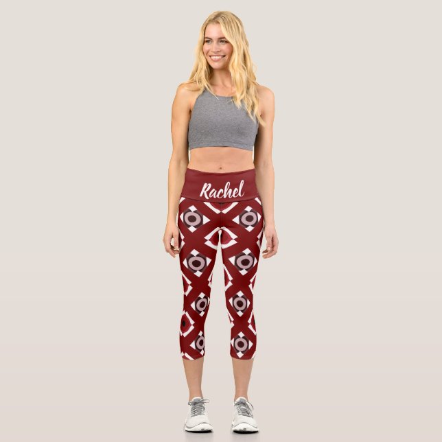 Red White Pattern High Waisted Capris (Vorderseite)