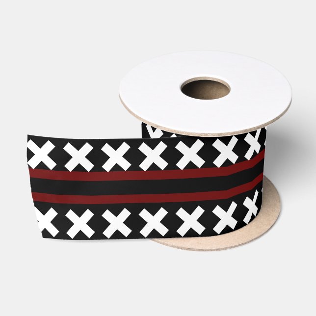 Red White Pattern Satinband (Spule)