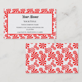 Red White Peppermint Candy Editable Business Card Visitenkarte