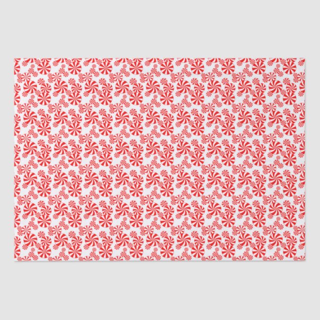 Red White Peppermint Candy Holdiay Muster Seidenpapier (Vorderseite)