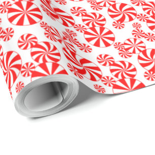 Red White Peppermint Candy Holdiay Pattern Wrappin Geschenkpapier