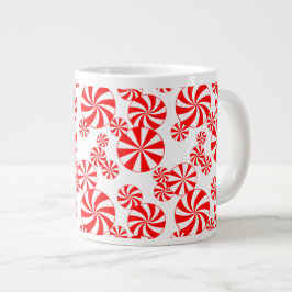 Red White Peppermint Candy Pattern Jumbo Tasse