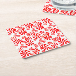 Red White Peppermint Candy Pattern Paper Untersetz Rechteckiger Pappuntersetzer