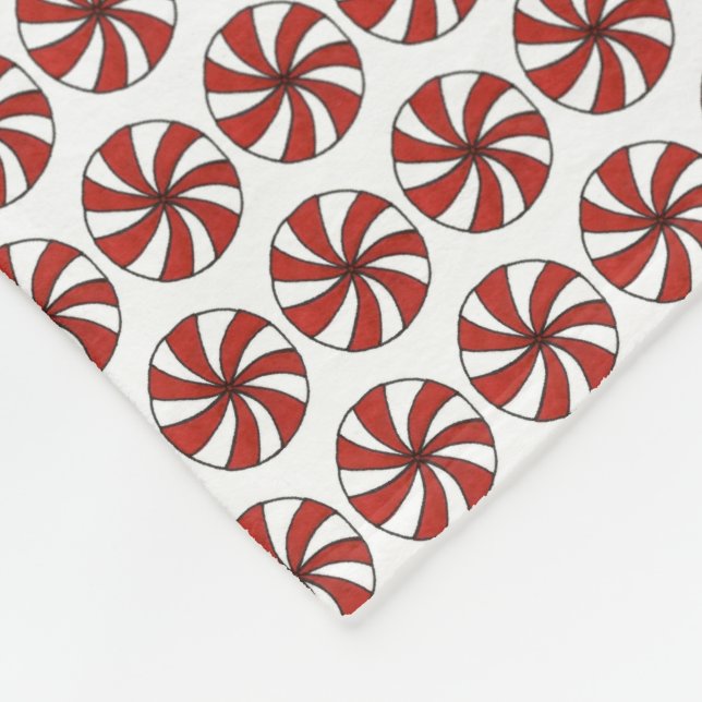 Red White Peppermint Swirl Mint Candy Weihnachten Fleecedecke (Ecke)