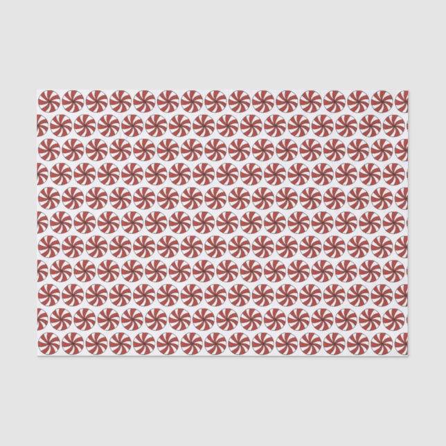 Red White Peppermint Swirl Mint Candy Weihnachten Seidenpapier (Vorderseite)